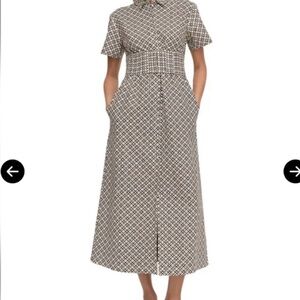 Hill House Brown and White Midi Dress